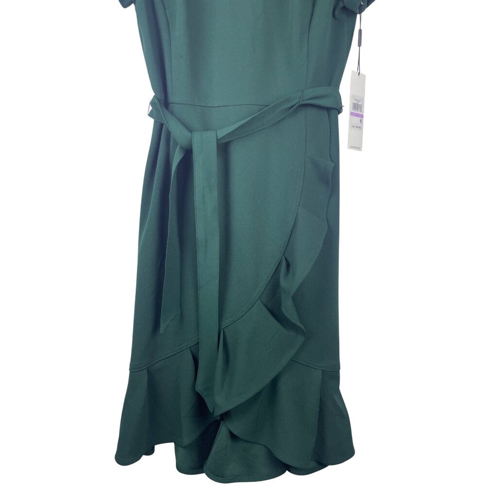 Calvin Klein Faux Wrap Ruffle Short Sleeve Mini Crepe Dress Women's Size 6 NWT - Picture 3 of 12
